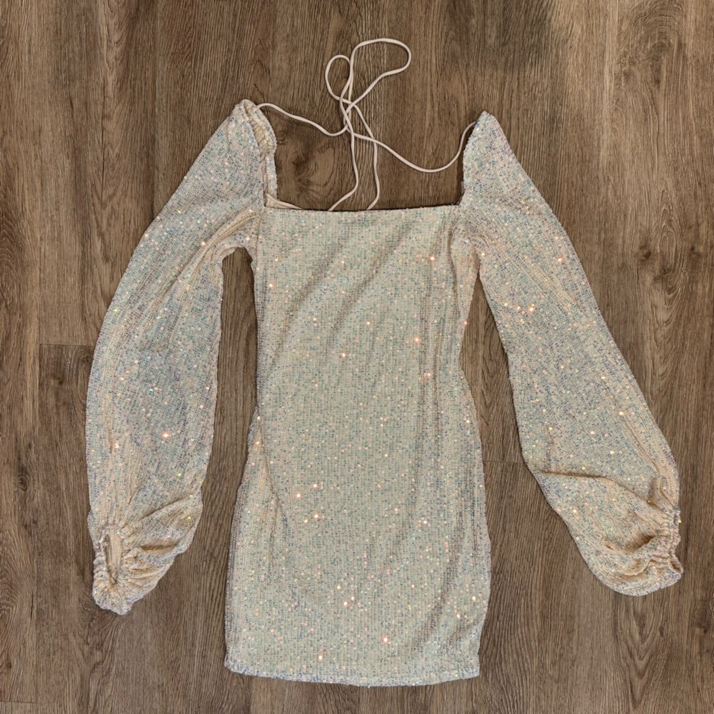 Lucy in the Sky Champagne Sequined Mini Dress - S